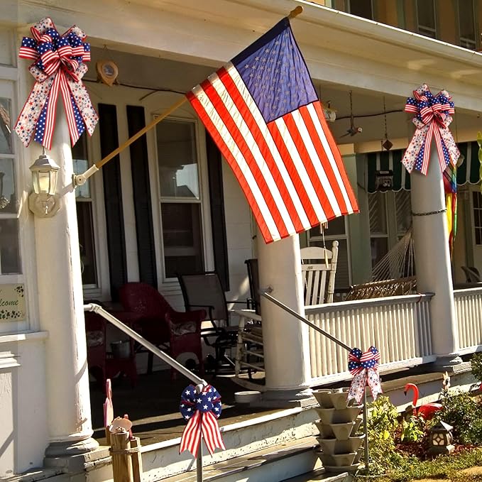 3 Rolls Patriotic Wired Edge Ribbons - 18 Yards Total, 2.5" Double-Sided American Flag Burlap Ribbon for 4th of July Wreaths, DIY Bows, Memorial Day & 250th Anniversary Decor