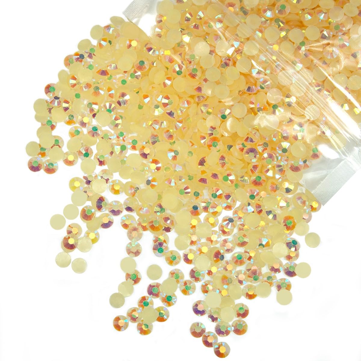 3000PCS 4mm Champagne AB Resin Rhinestones for Crafting Light Yellow AB Flatback Jelly Stones Bulk SS16 Diamonds Gems Chams for Nails Face Eye Makeup Tumblers DIY Crafts Decor Clothes Shoes