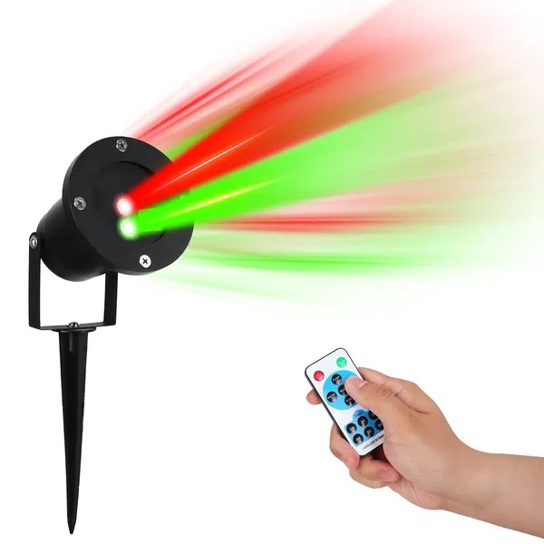 Outdoor Laser Projector Light Red & Green – Waterproof Holiday Landscape Light with Remote, Timer & 12 Speeds
