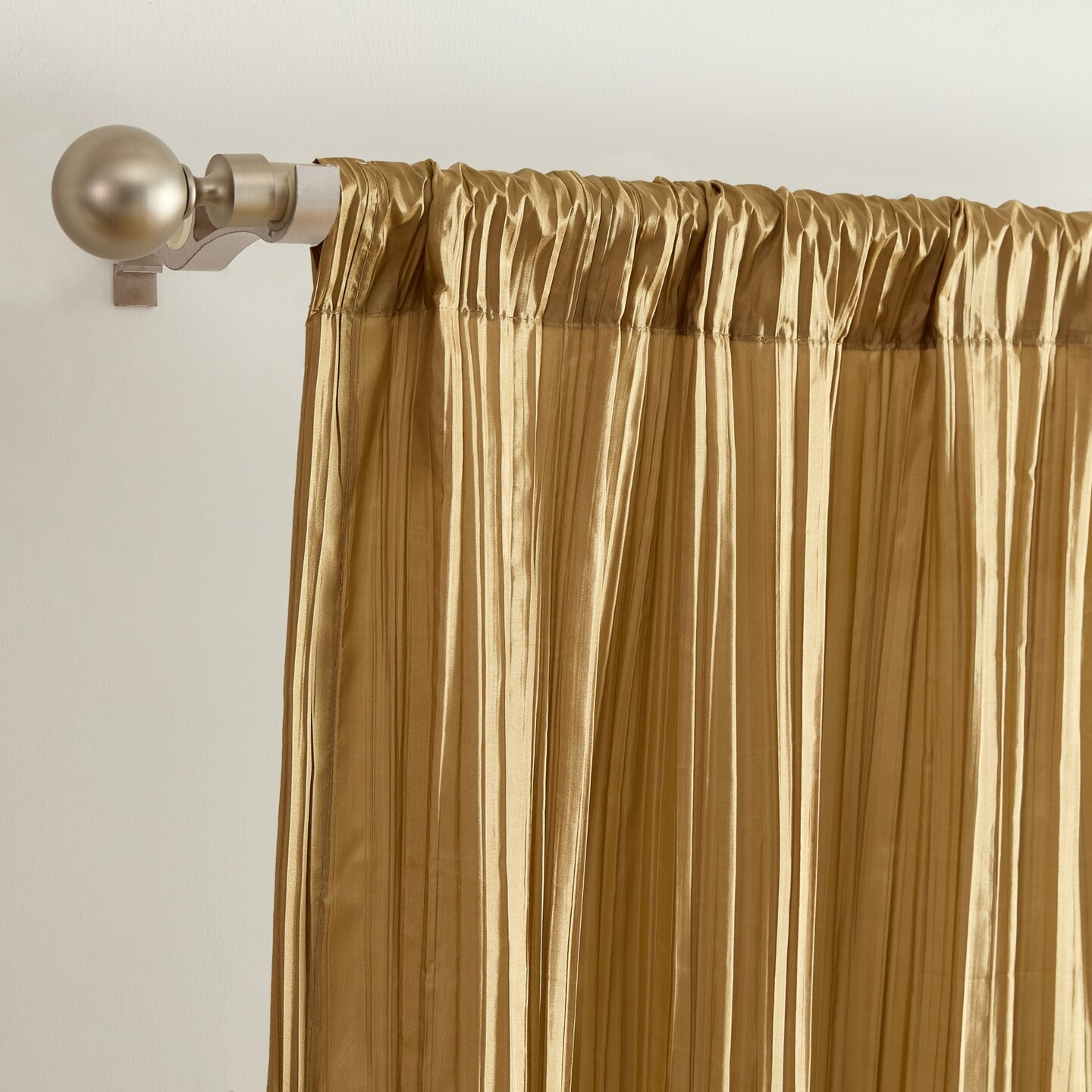 Threadmade Home Athena Faux Silk Window Curtain and Scarf Set, Gold - 52"W x 108"L