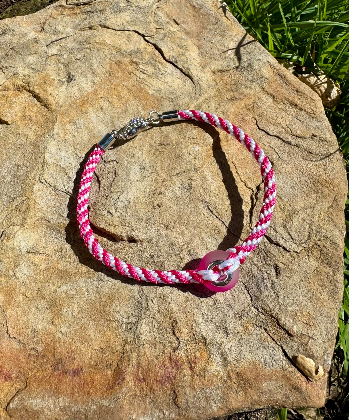 Beaded Kumihimo Bracelet - Magnetic Clasp Seed Bead Bangle, 8-Inch