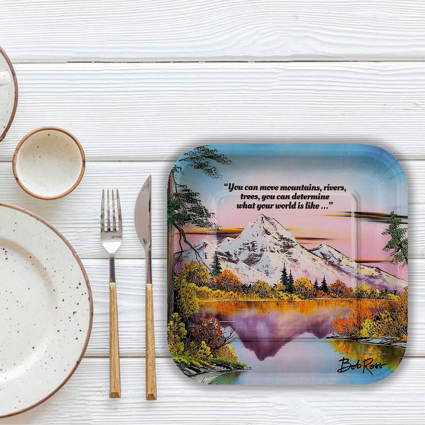 8 Count Bob Ross Classic Paper Dessert Plates Inspirational Party Supplies 7 Inch