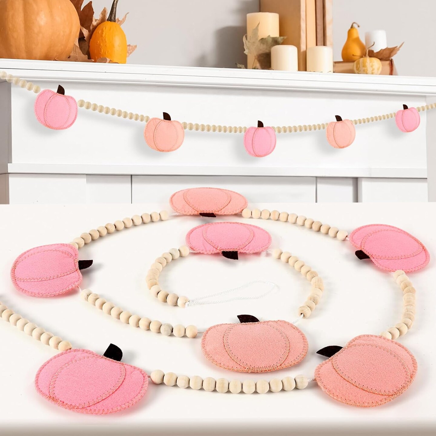 Fall Felt 3D Pumpkin Garland, Fall Decorations for Home