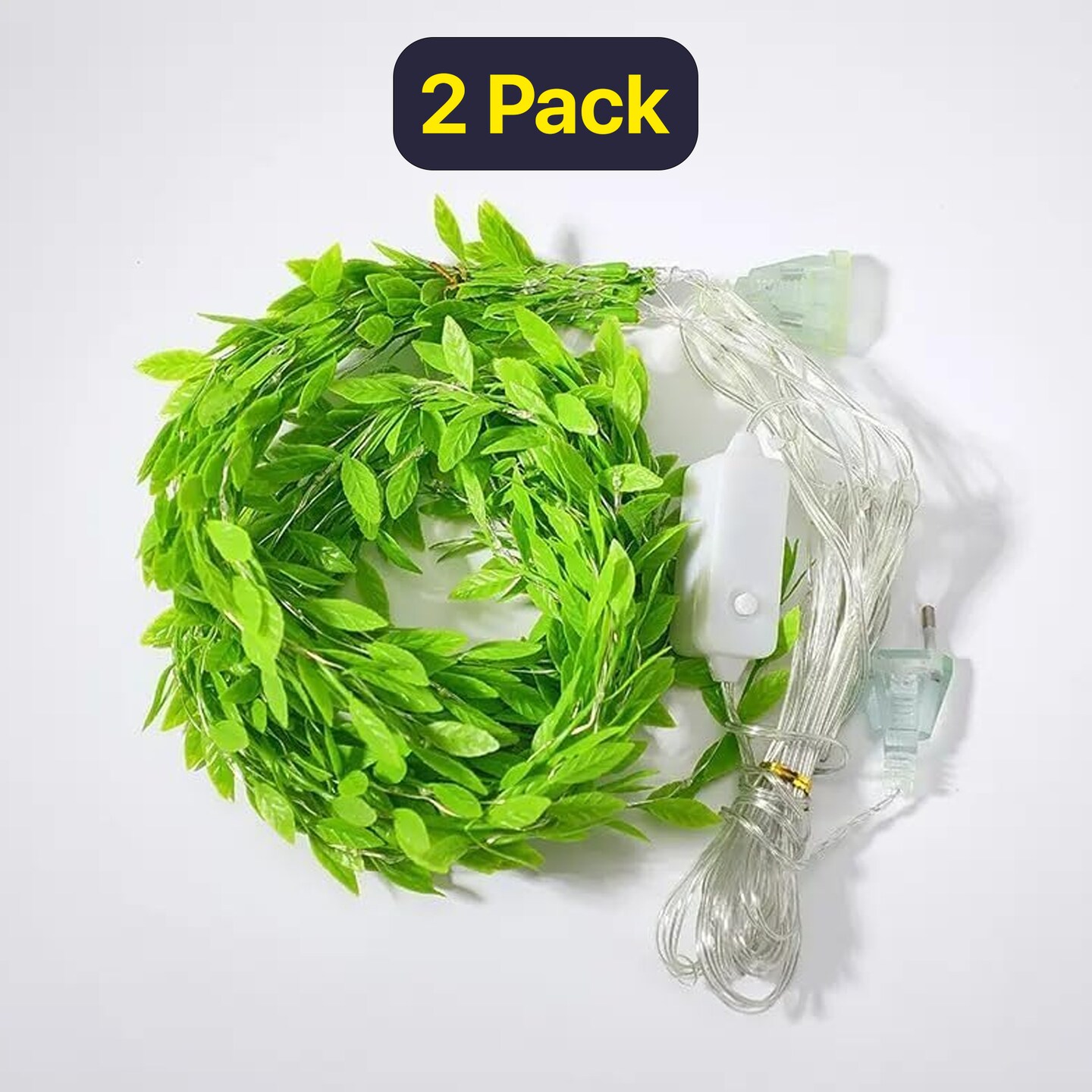 Enchanted Green Leaf Fairy Light Curtain, 96 LEDs, Timer Function