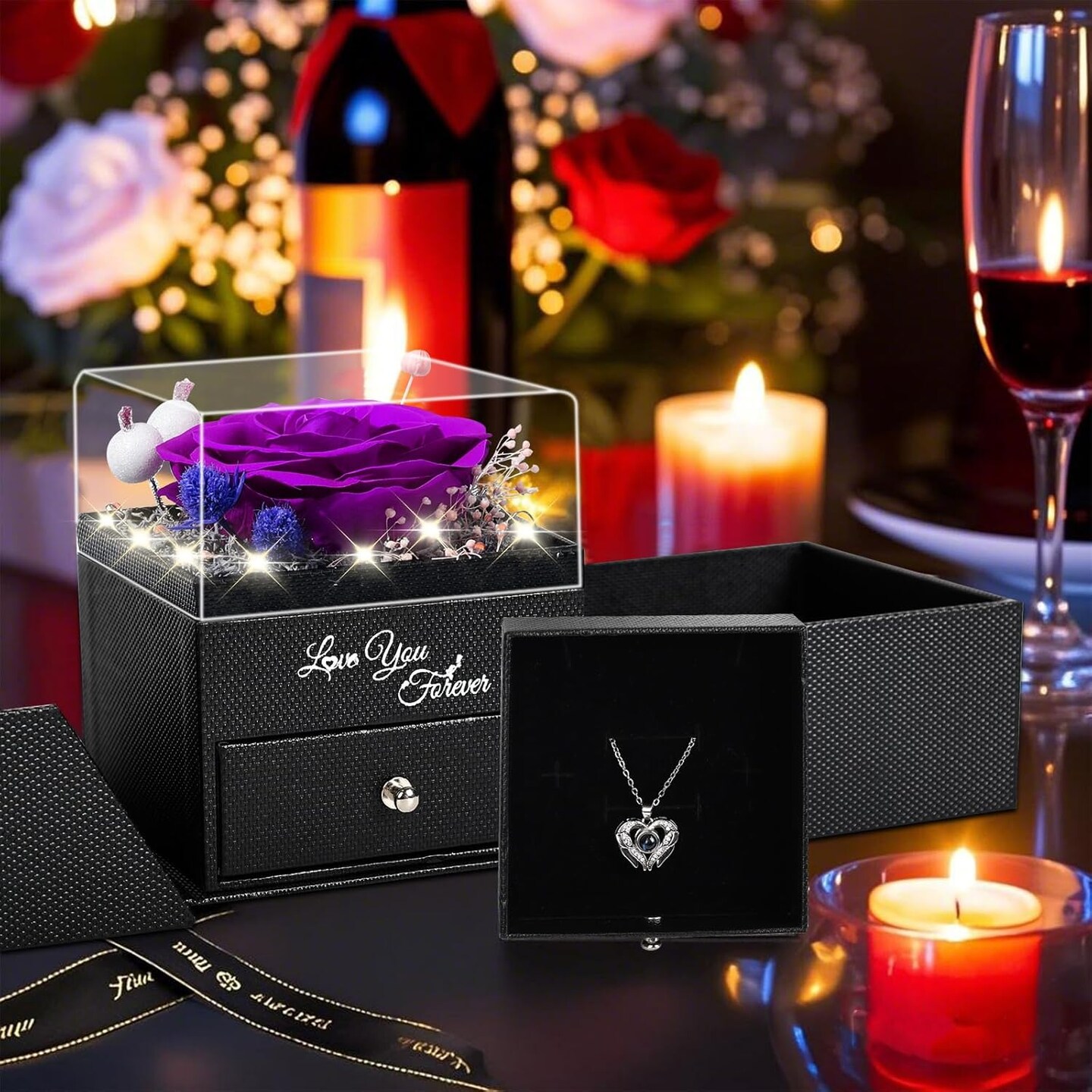 Gifts for Women Preserved Rose with Necklace