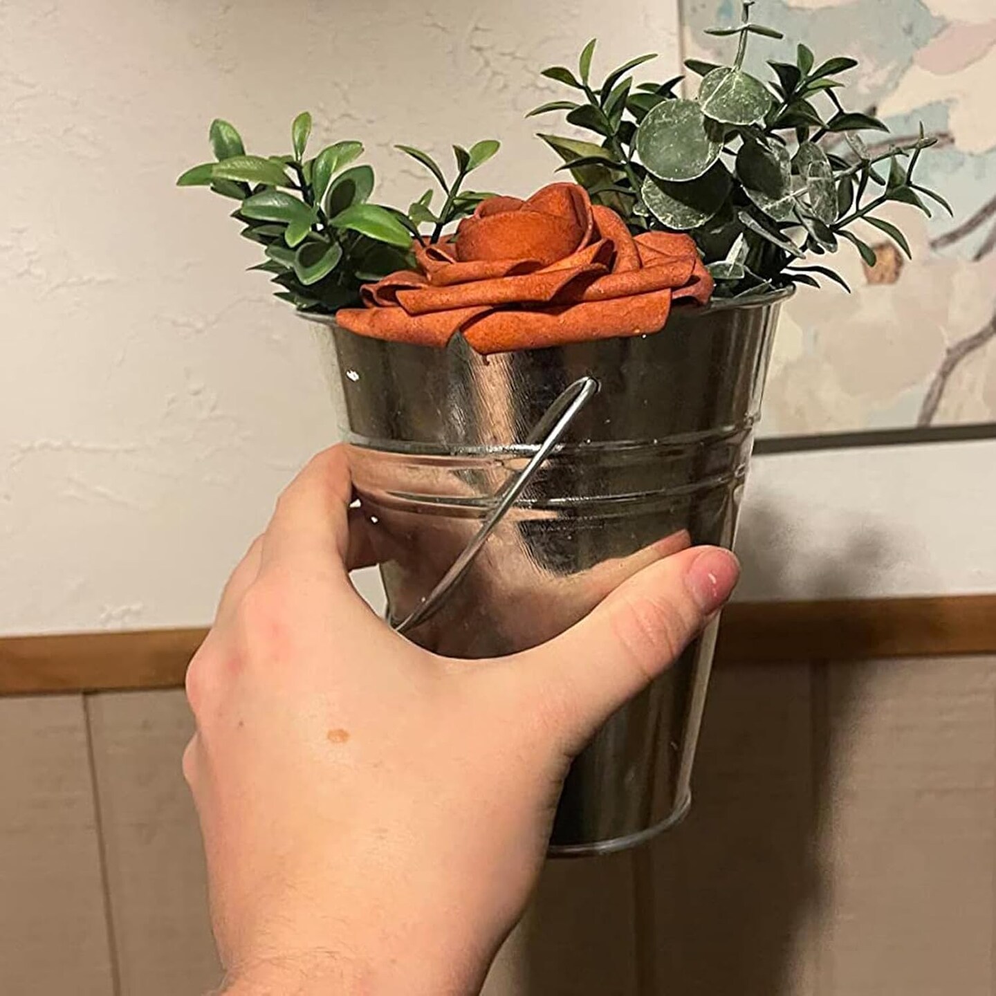 Galvanized Mini Buckets - Tin Pails (Silver) 5"L x 2.6"W x 5"H