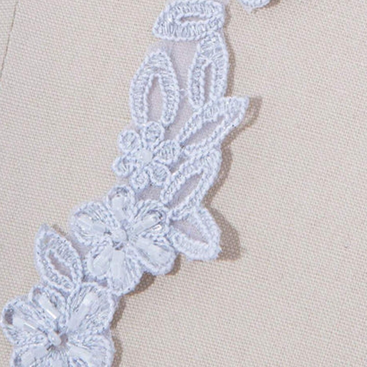 1 Yard 1 Inch White Beaded Bridal Veil Lace Trim for Wedding Gowns Veils Accessories