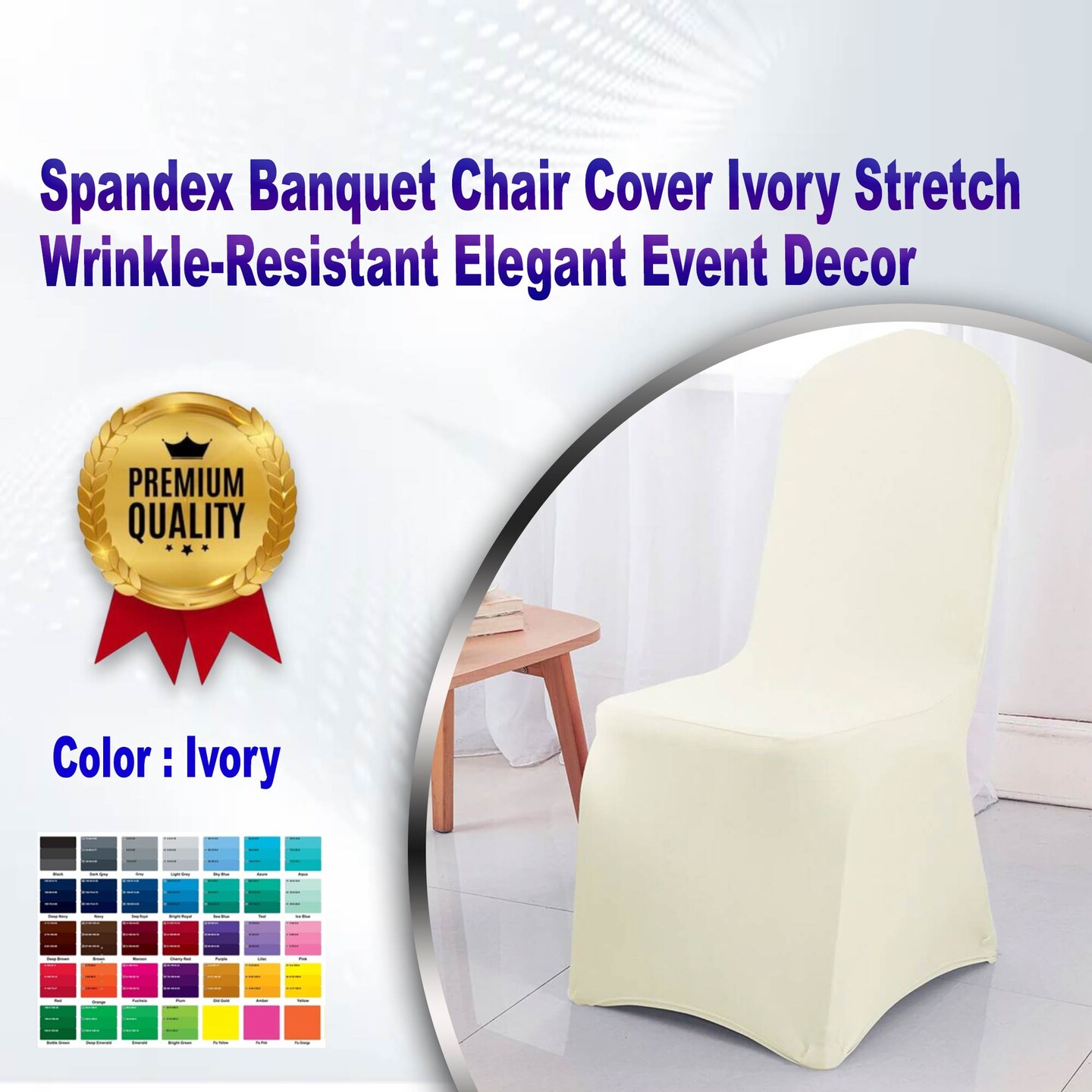 1 Piece Spandex Banquet Chair Cover Ivory Stretch Wrinkle-Resistant Elegant Event Decor