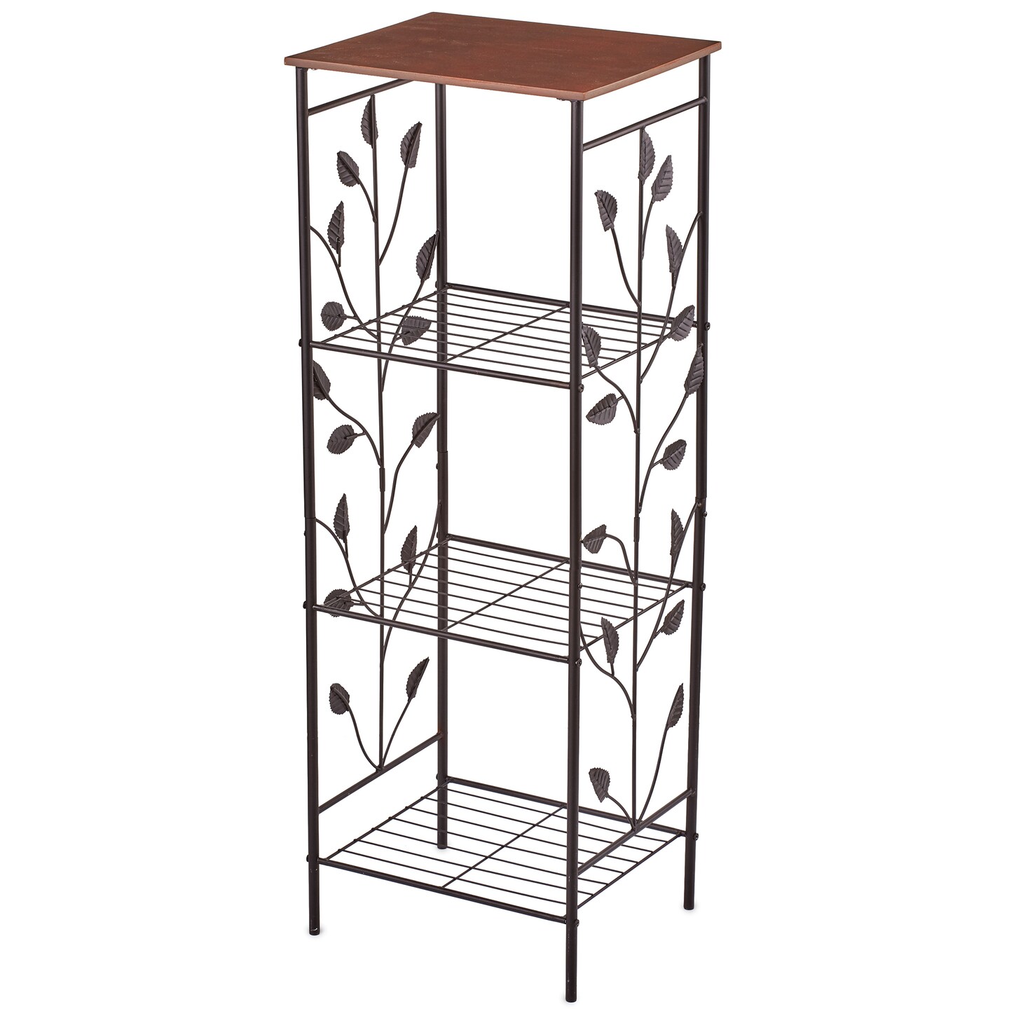 Collections Etc Climbing Leaf Design 4-Tier Metal Accent Shelf