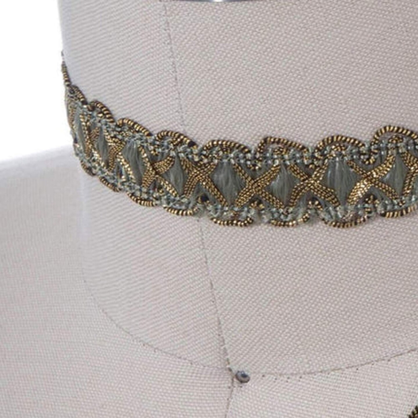 2 Yards 5/8" Width Sea Foam Green and Antique Gold Braided Upholstery Gimp Trim