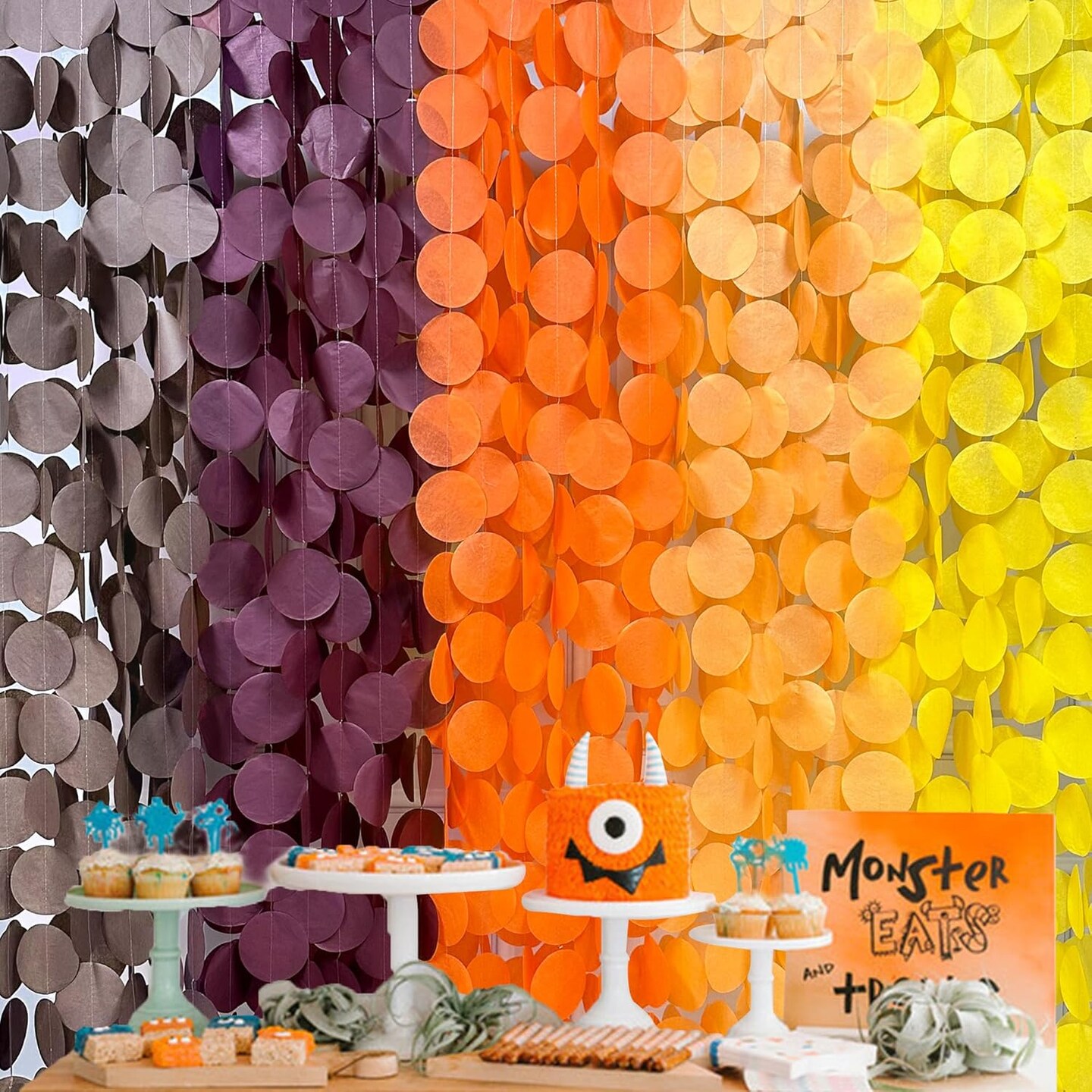 192Ft Fall Party Decorations Big Circle Dots Backdrop