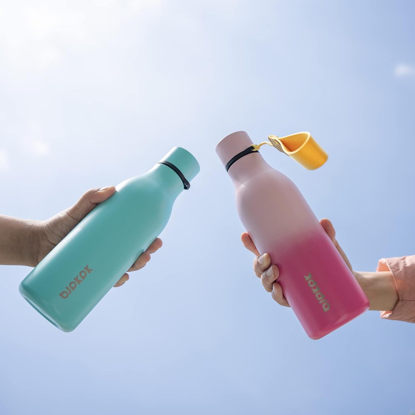 Stainless Steel Metal Water Bottle with Strap - Turquoise