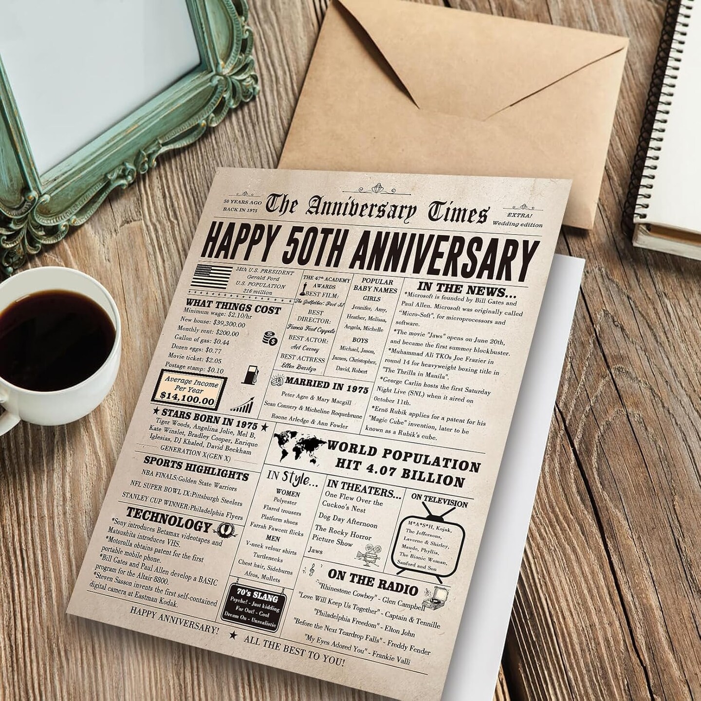 Jumbo 50th Anniversary Card for Women Men, Funny 50th Wedding Anniversary