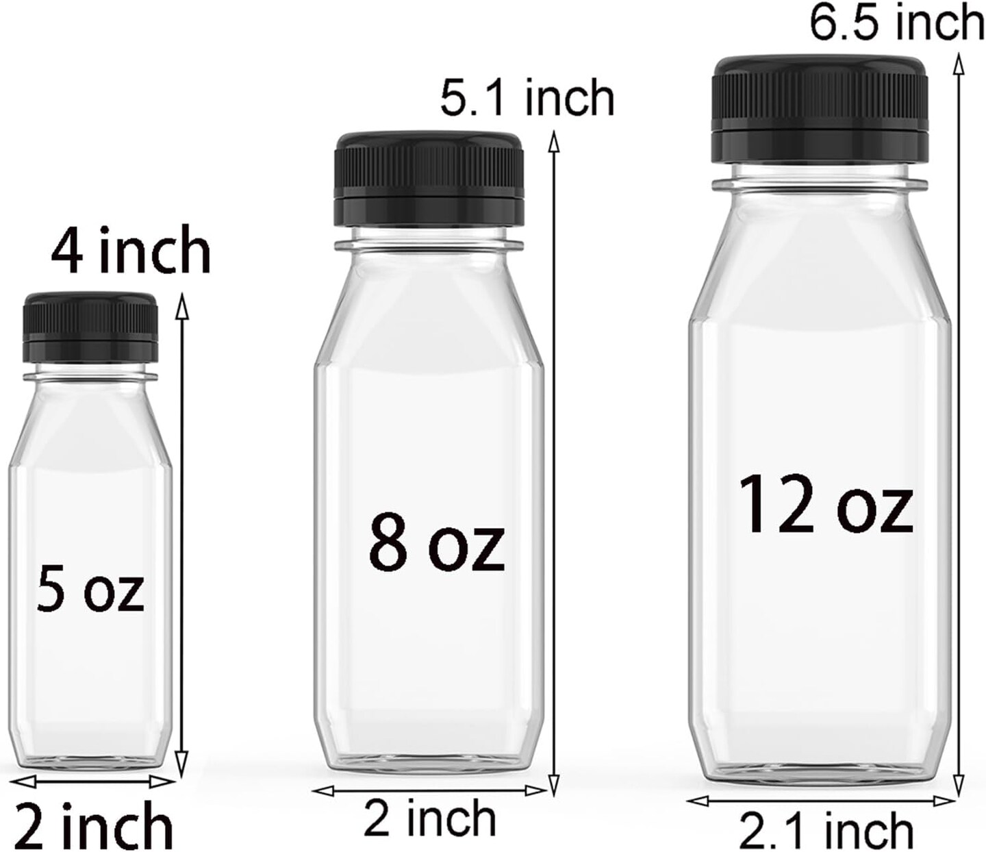 10 Pcs 8 oz Plastic Juice Bottle Reusable Transparent Bulk Beverage Containers