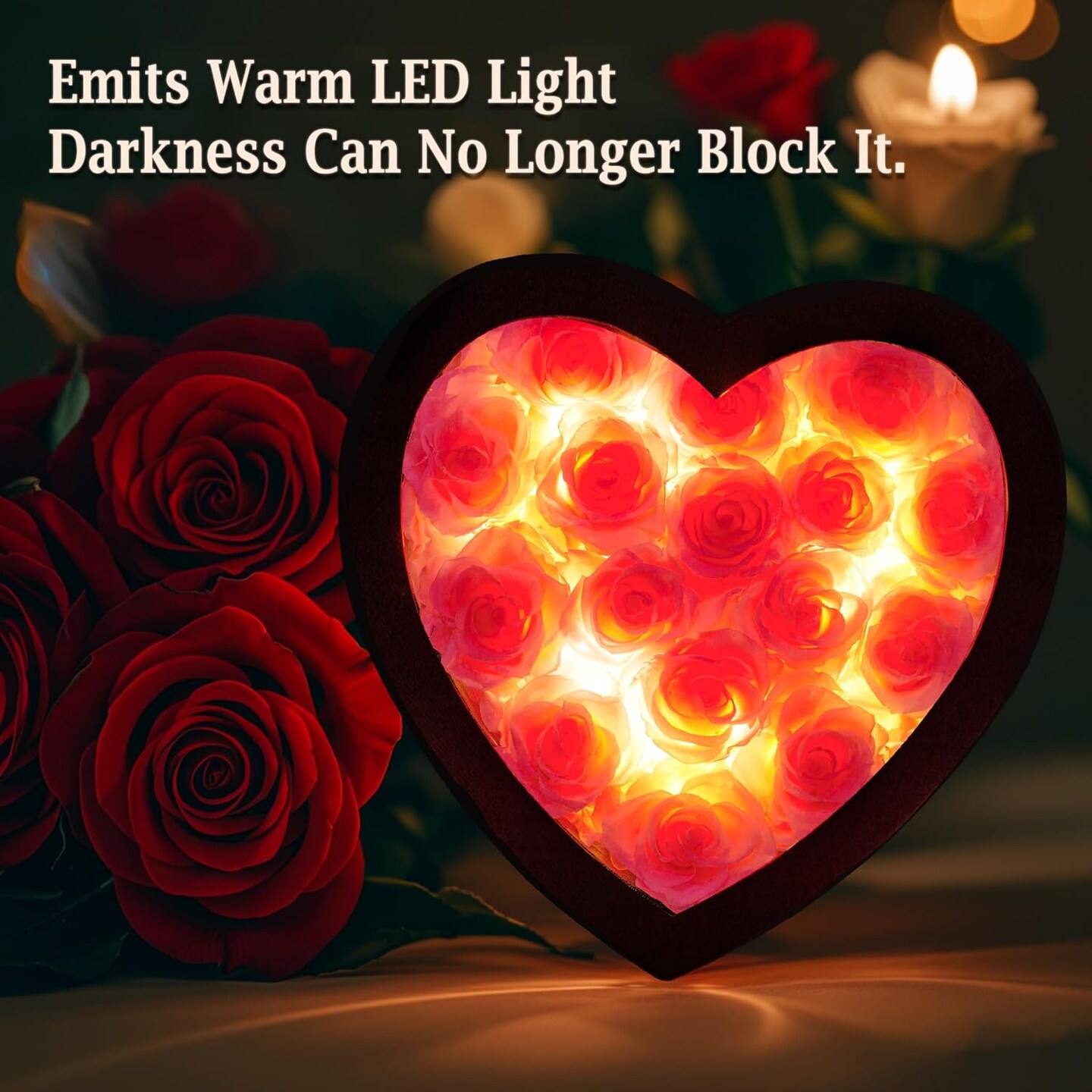 Extra Large 16 Preserved Roses Forever Flower Heart Shape Box