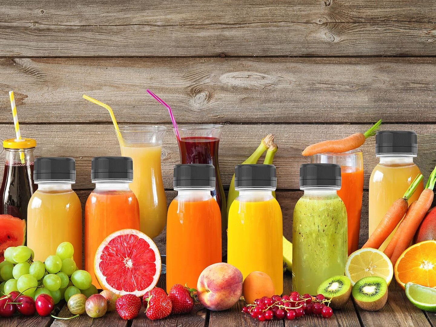 10 Pcs 8 oz Plastic Juice Bottle Reusable Transparent Bulk Beverage Containers