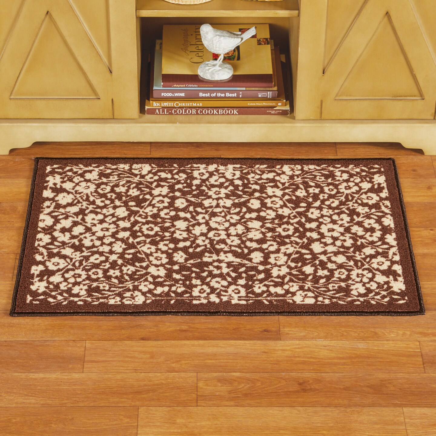 Collections Etc Lovely Floral Garden Skid-Resistant Machine Washable Accent Rug