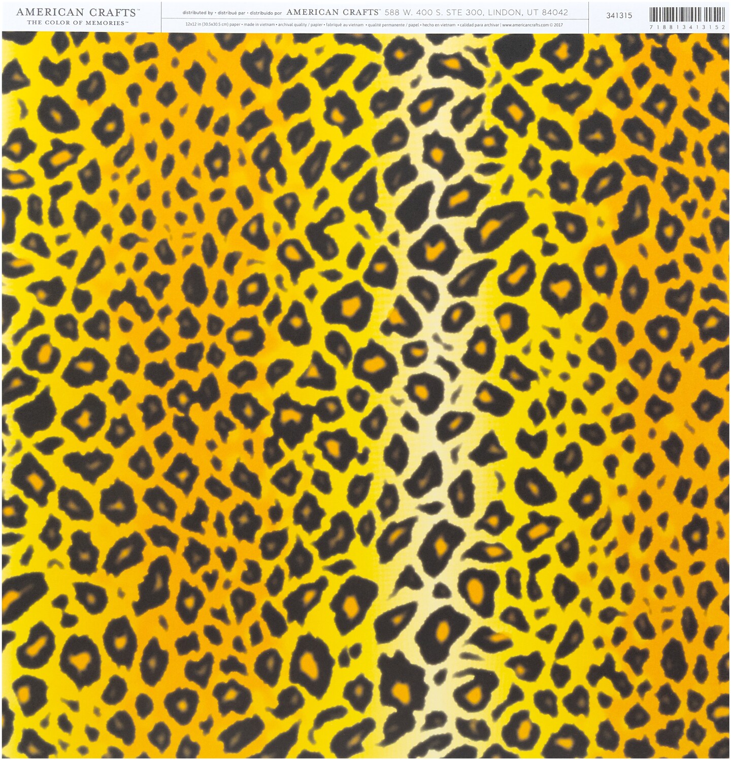 American Crafts Animal Single-Sided Cardstock 12"X12"-Leopard Print