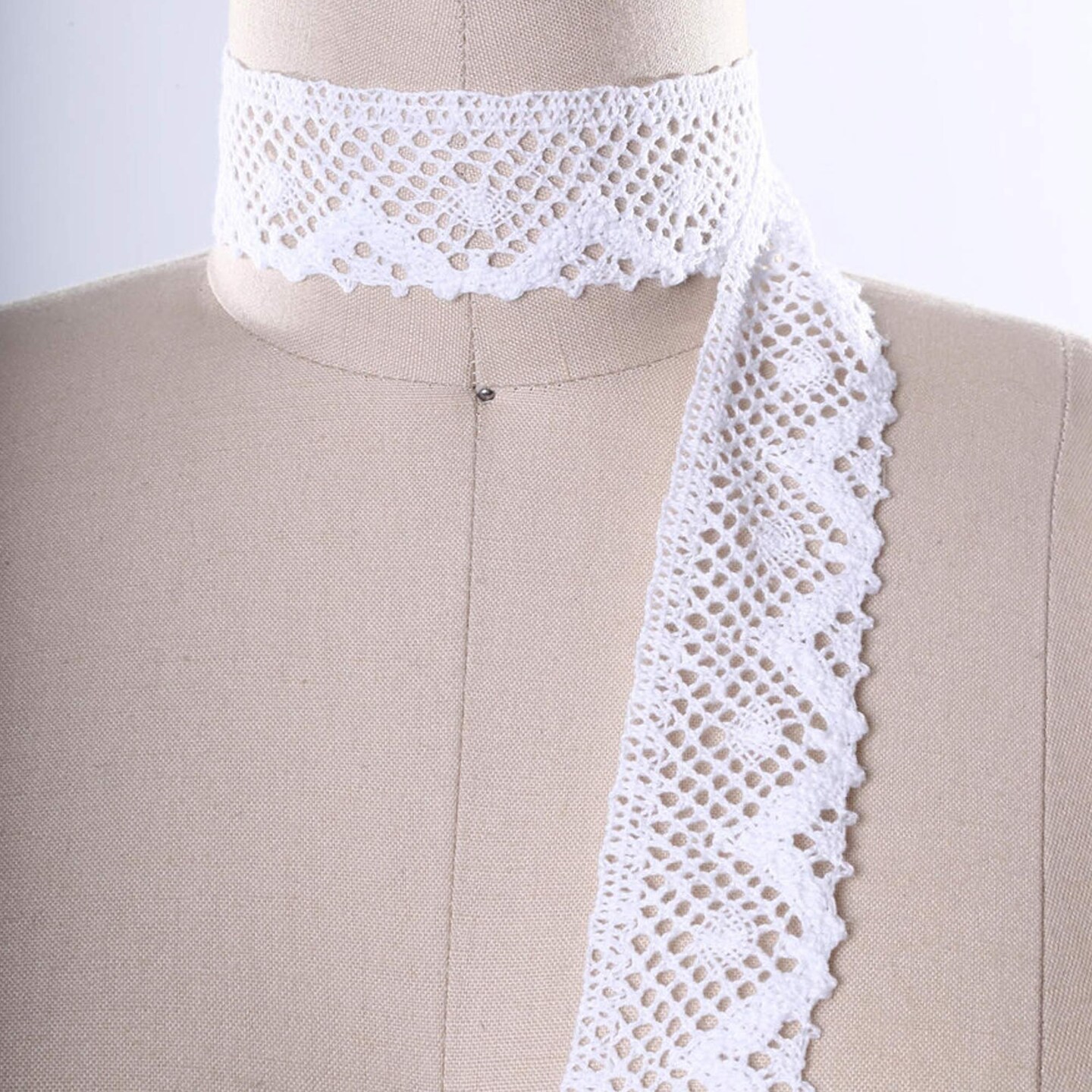 2 Yards White Crochet Cluny Cotton Lace Trim 1.5 Inch Wide for Bridal and Apparel Accents