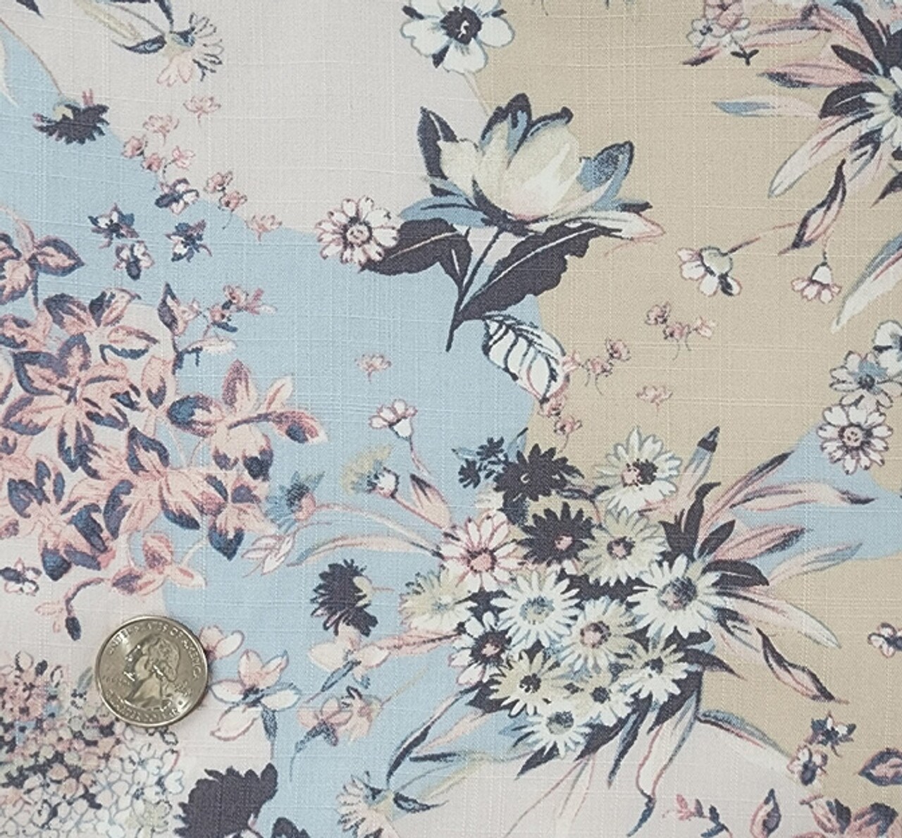 1 Yard Spring Blue Rayon Slub Fabric Lightweight Material for Soft Shirts Skirts Dresses 55/58" Width