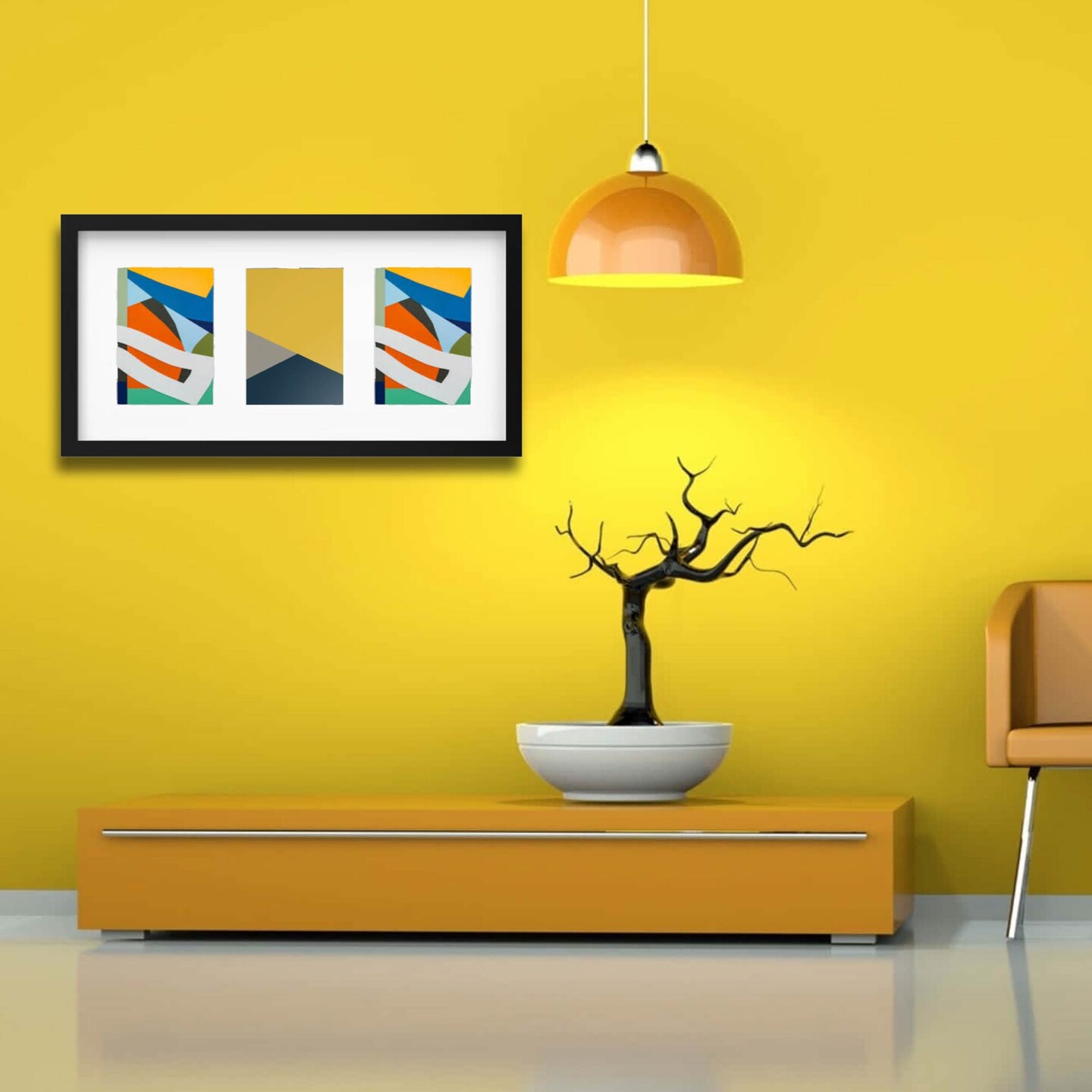 Black Frame for 3 Pictures, 21¾x11" – Horizontal/Vertical, Easy No-Nail Hanging!