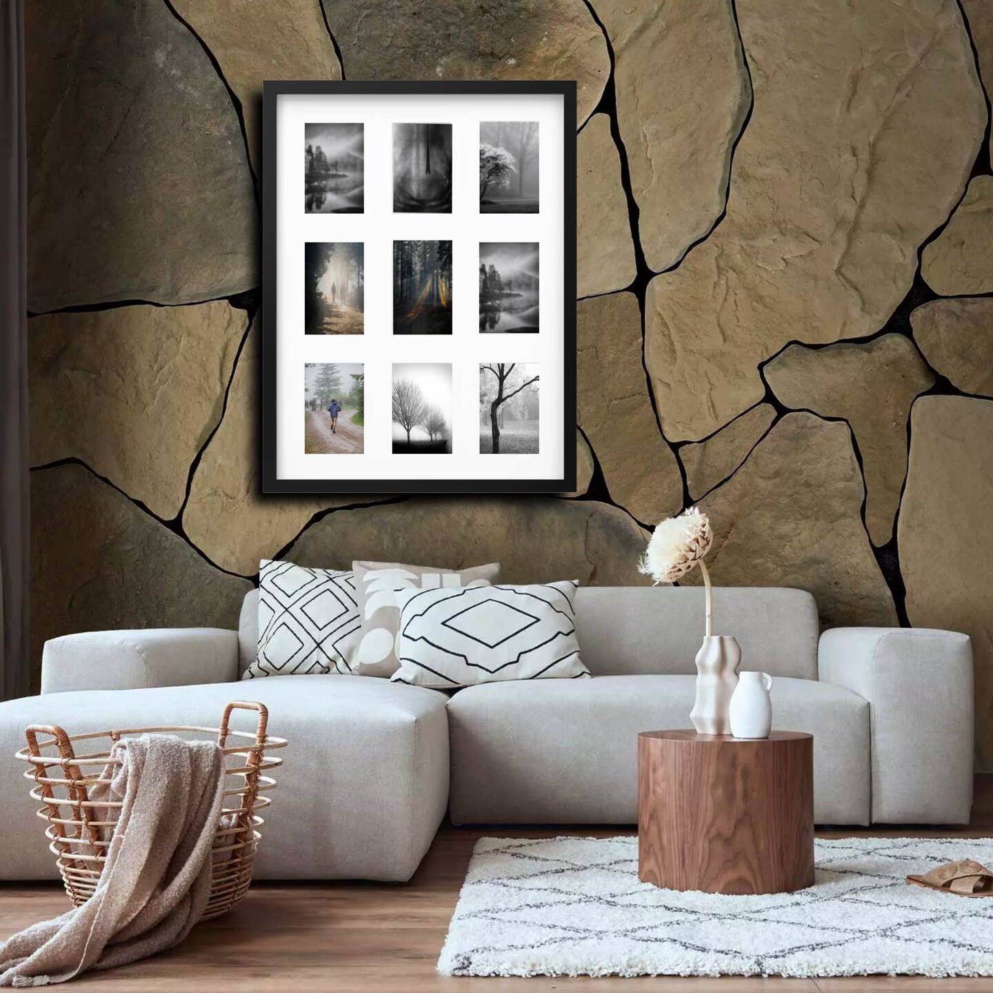 Black 9-Photo Frame, 18x24" Versatile Display with Mount & Safe Plastic Front Protection