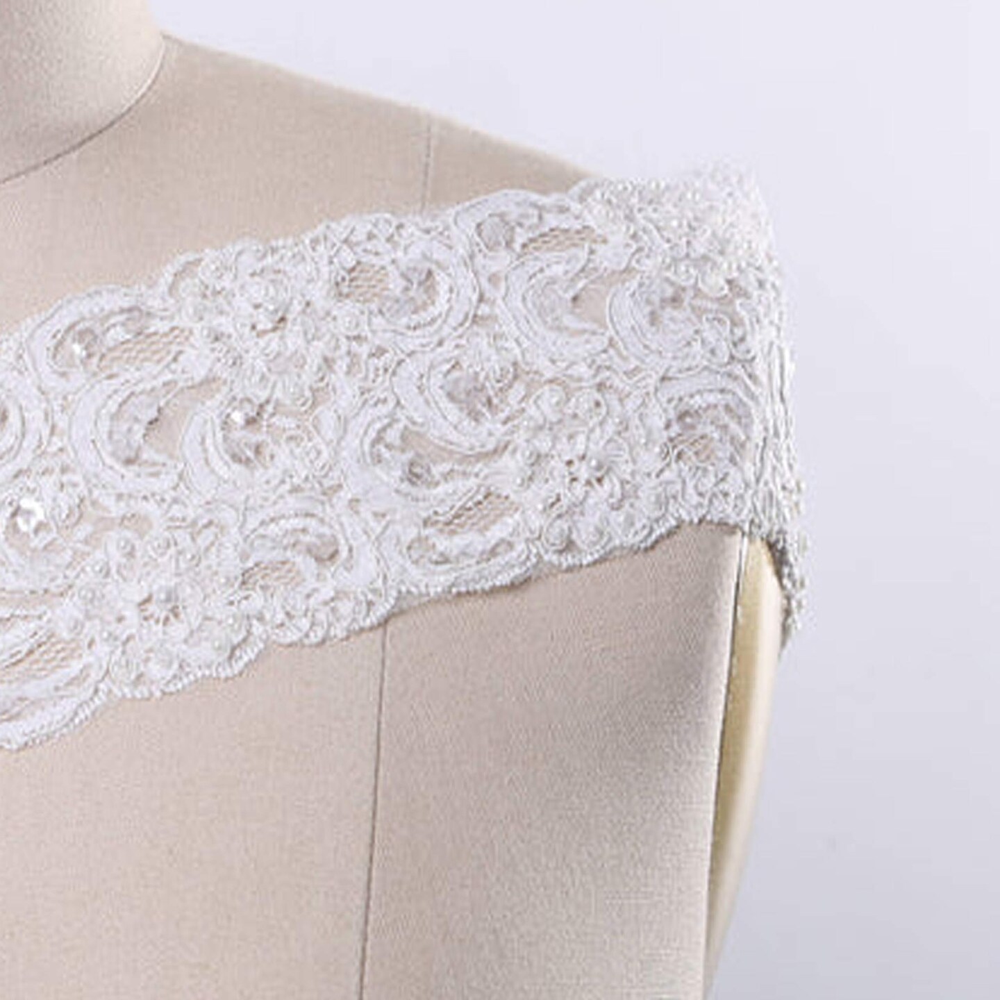 1 Yard Ivory Beading Cording Opulent Alencon Bridal Lace Trim 3.75 Inches