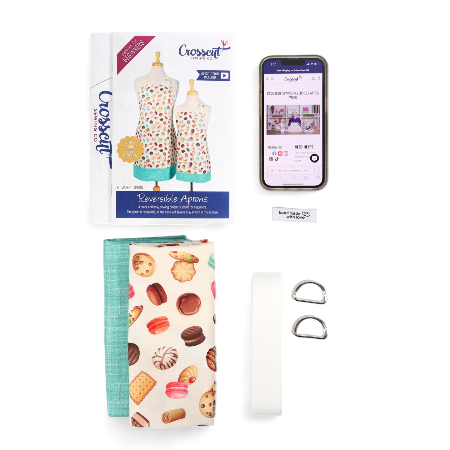 Crosscut Sewing Co.&#xAE; Apron Sewing Project Kit - Beginner Sewing Kit - Sewing Kit for Kids