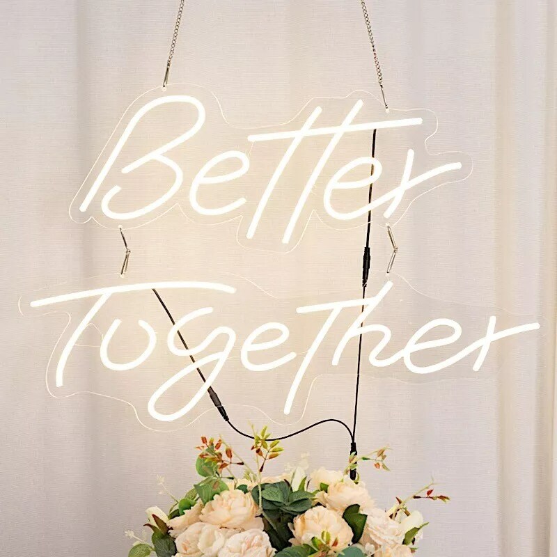 32" Warm White Better Together Sign LED Backdrop Hanging Wall Decor Party