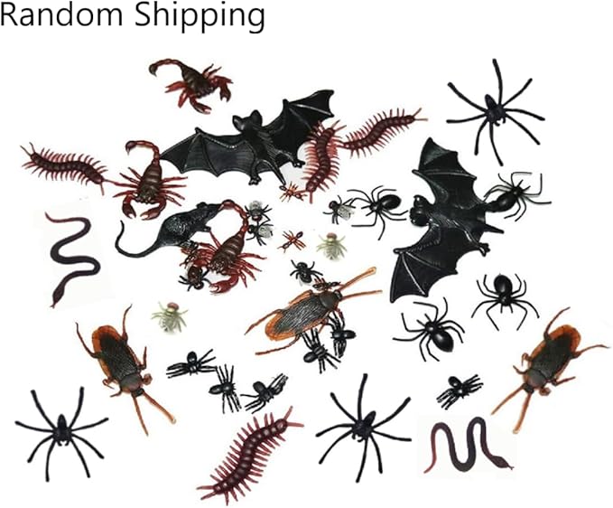 40 Pieces Plastic Realistic Insects/Bugs - Fake Mice, Cockroaches, Spiders, Scorpions, Flies and Centioedes for Halloween Party Favors and Decoration