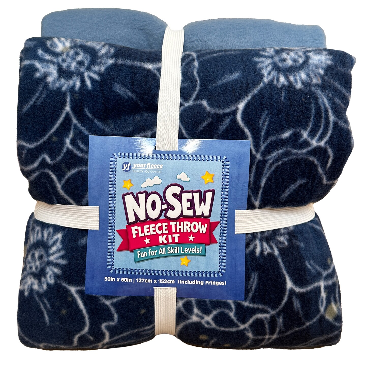 Midnight Flowers Anti-Pill Premium No-Sew Throw Fleece Fabric Kit