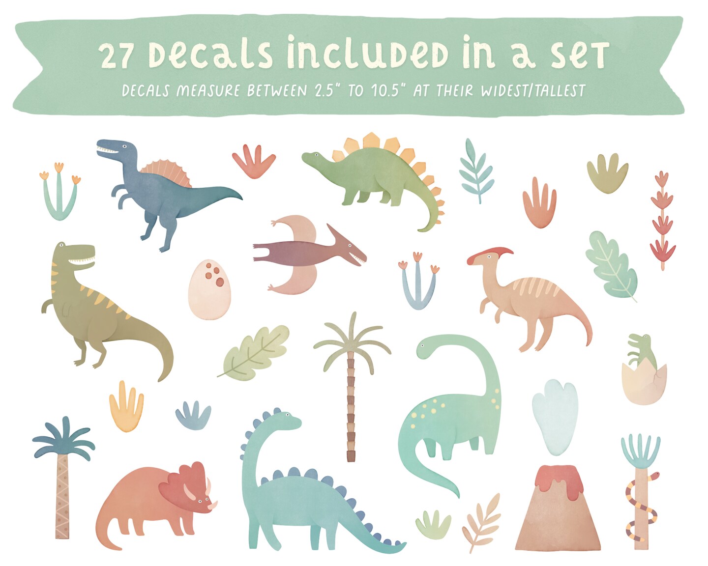 Dinosaur Wall Decals - Removable & Reusable Wall Stickers, Dinosaur Nursery Decor, Boys Room Wall Art