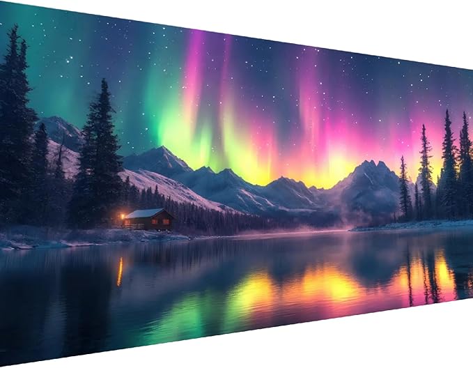 Large Diamond Art Kits for Adults,Aurora Diamond Painting for Adults Beginner,DIY Aurora Mountain Lake Art Painting with Full Drill Diamond Art and Crafts Home Wall Decor 27.5 X 15.7inch