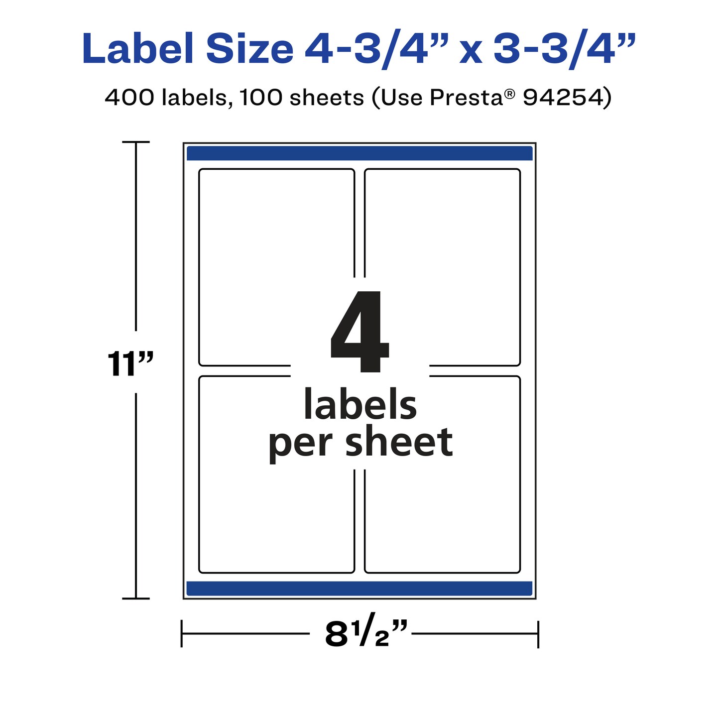 Avery Durable Waterproof Rectangle Labels with Sure Feed, 4.75" x 3.75"