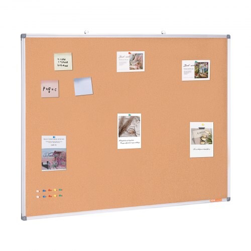 Brown Aluminum Frame Cork-board Bulletin Board with 2 Hooks 48x36 in