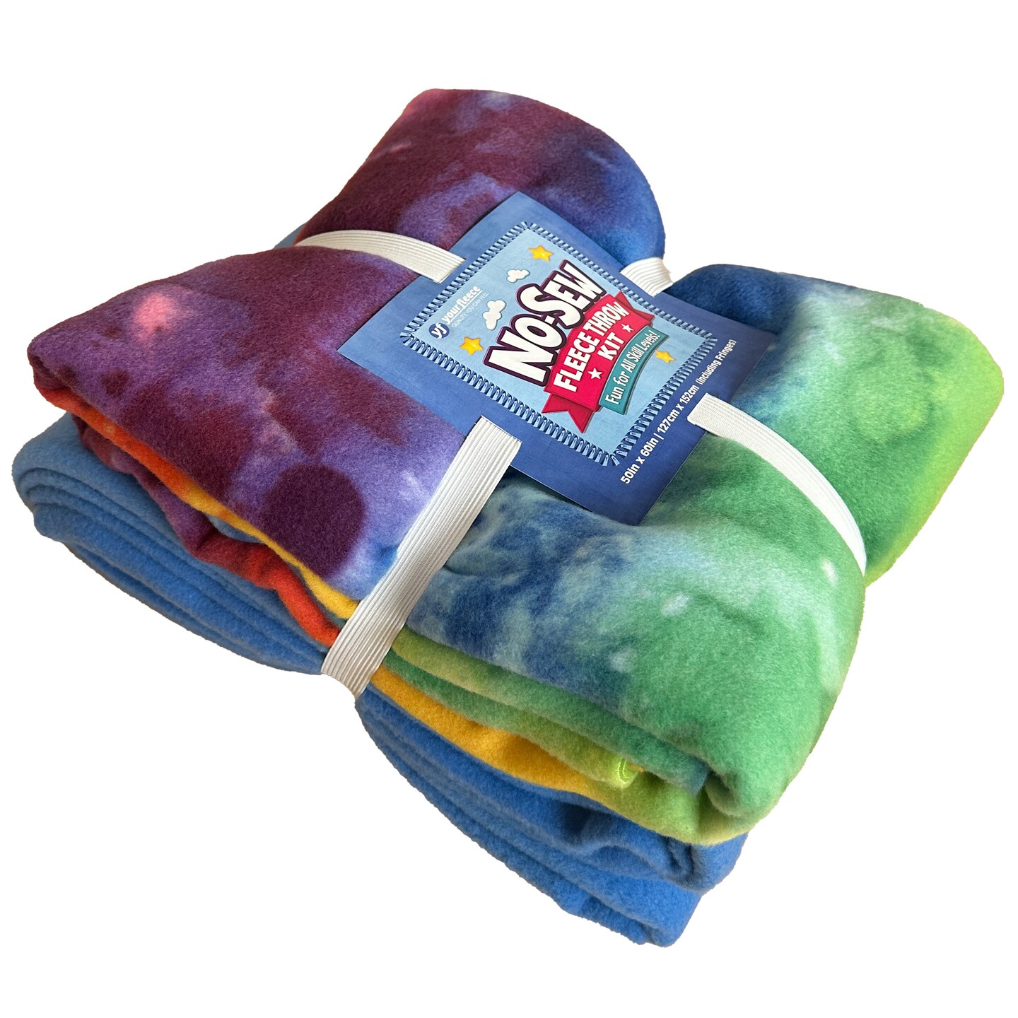 Rainbow Ombre Anti-Pill Premium No-Sew Throw Fleece Fabric Kit