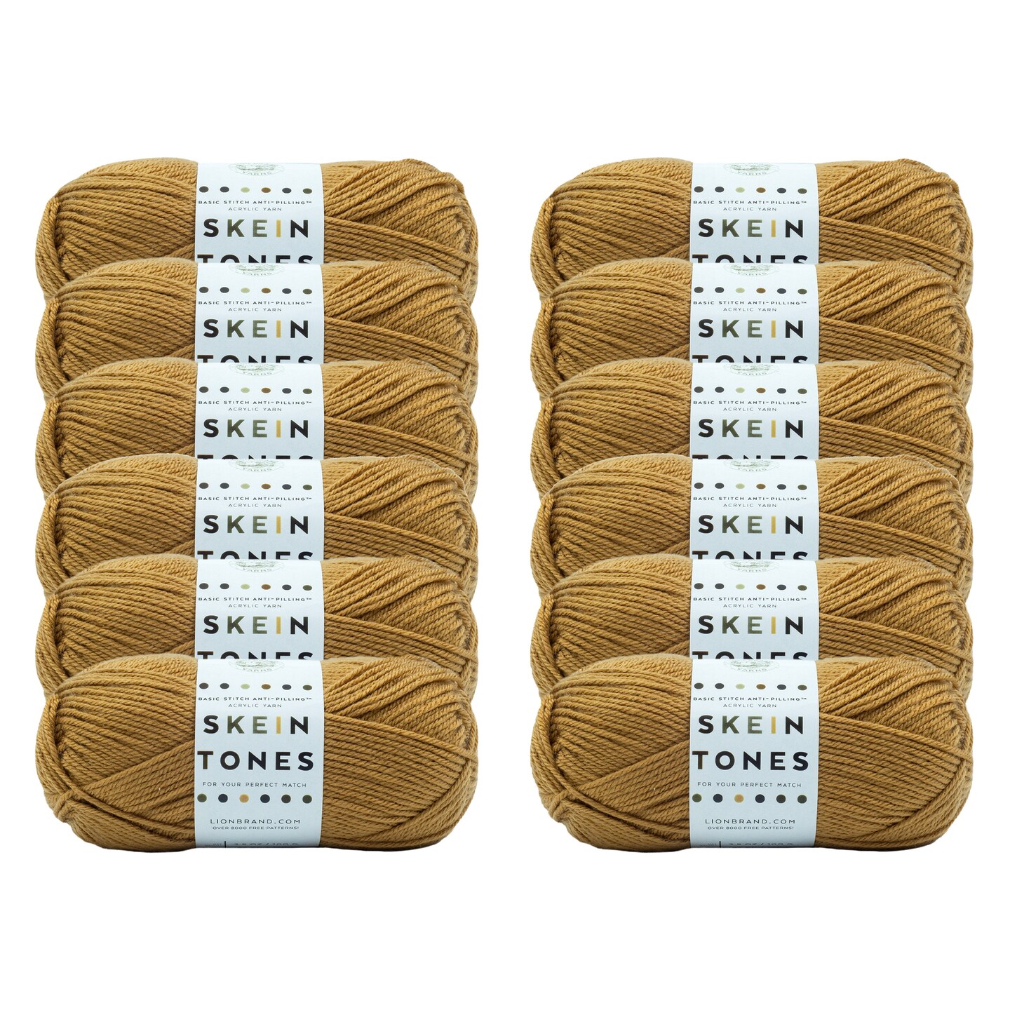 Lion Brand Yarn Basic Stitch Anti-Pilling Cedarwood Medium Acrylic Brown Yarn 12 Pack