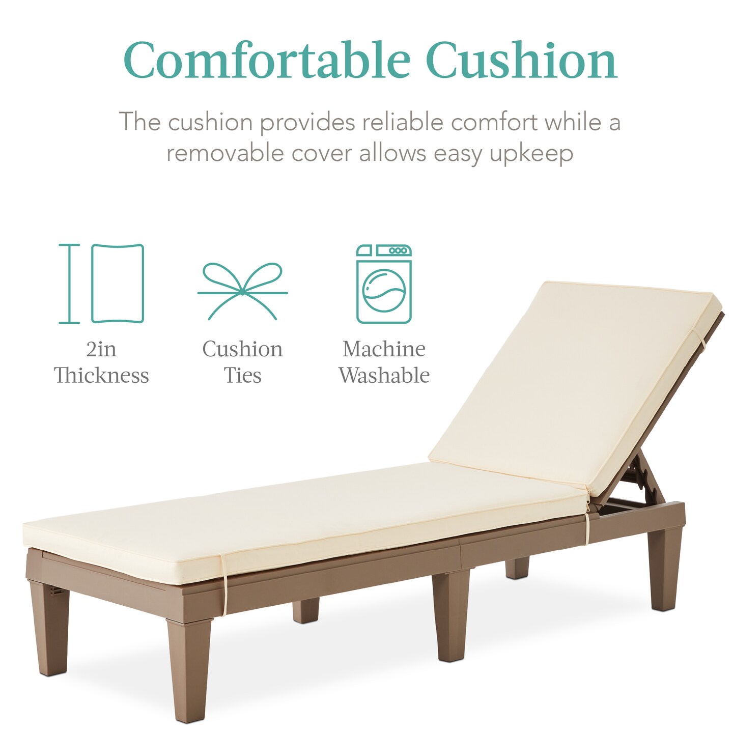 Best Choice Products Outdoor Lounge Chair, Resin Patio Chaise Lounger w/ Seat Cushion, 5 Positions