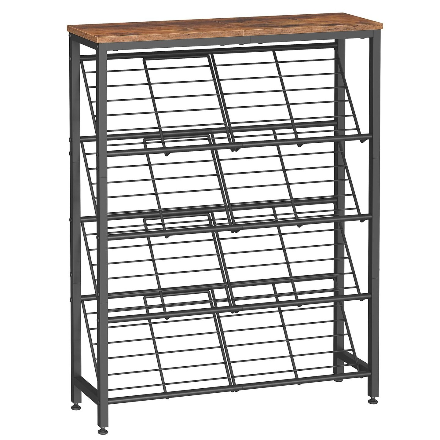 Compact Slanted Shoe Rack with Adjustable Feet, 5-Tier Storage