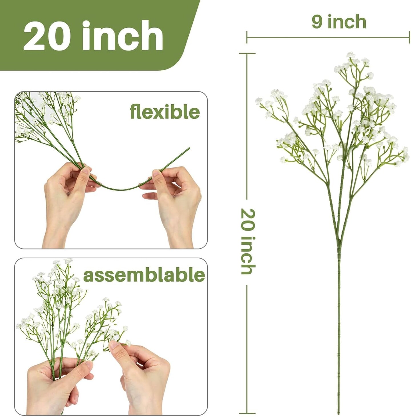 Artificial Baby’s Breath Flowers 10pcs Gypsophila Faux Flowers Bulk for Wedding Decor