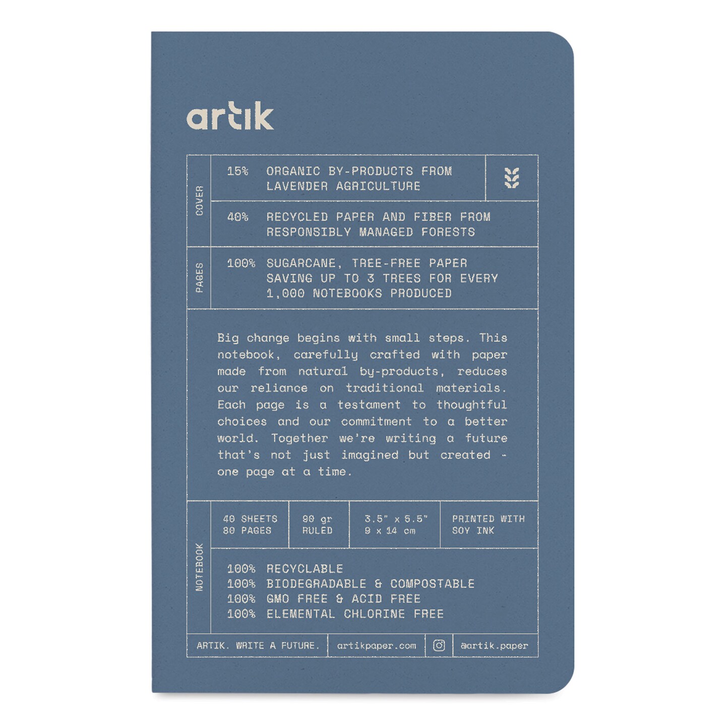 Artik Singer Sewn Softcover Notebook - Lavender, 3-1/2" x 5-1/2", Ruled, Pkg of 3