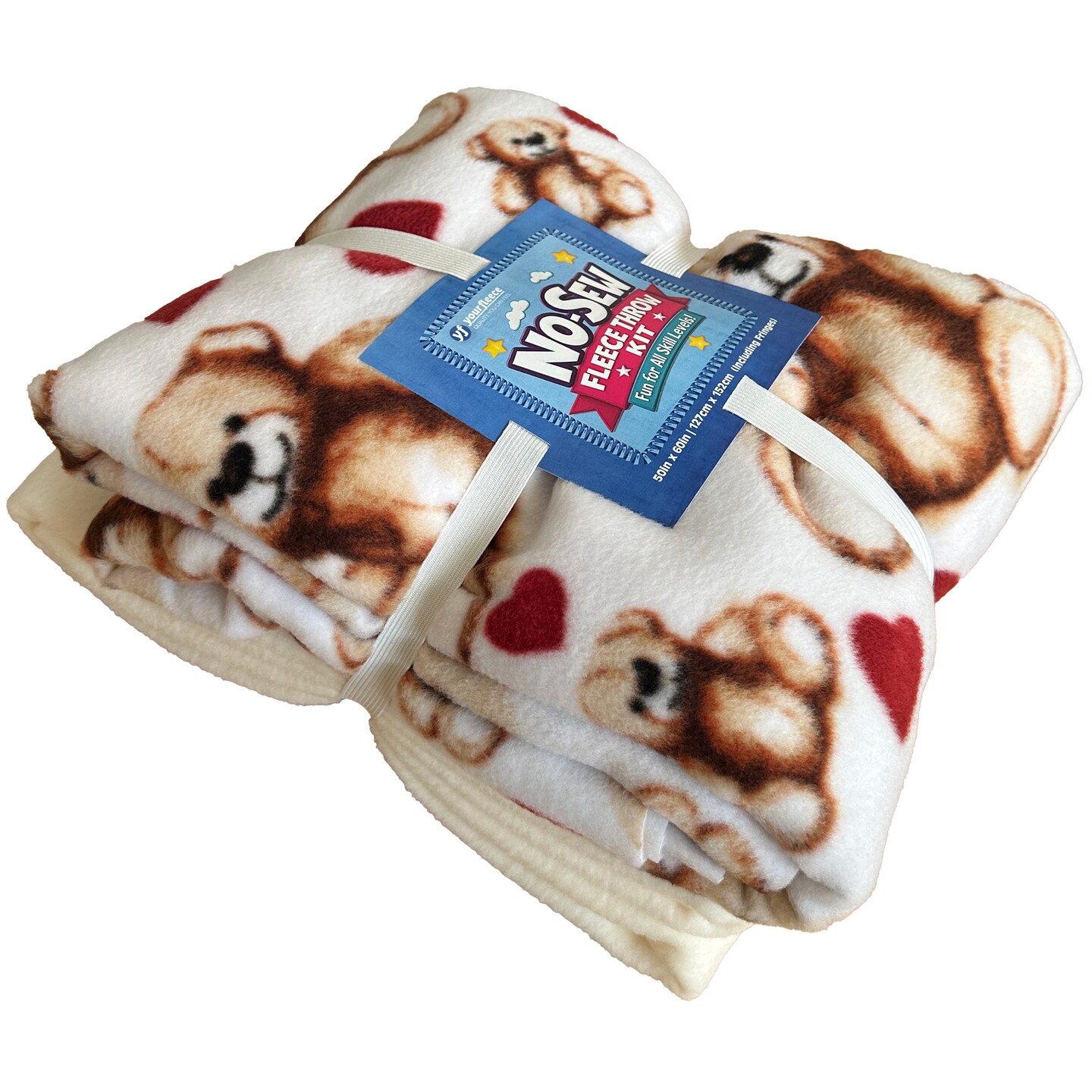 Valentine Bears Anti-Pill Premium No-Sew Throw Fleece Fabric Kit