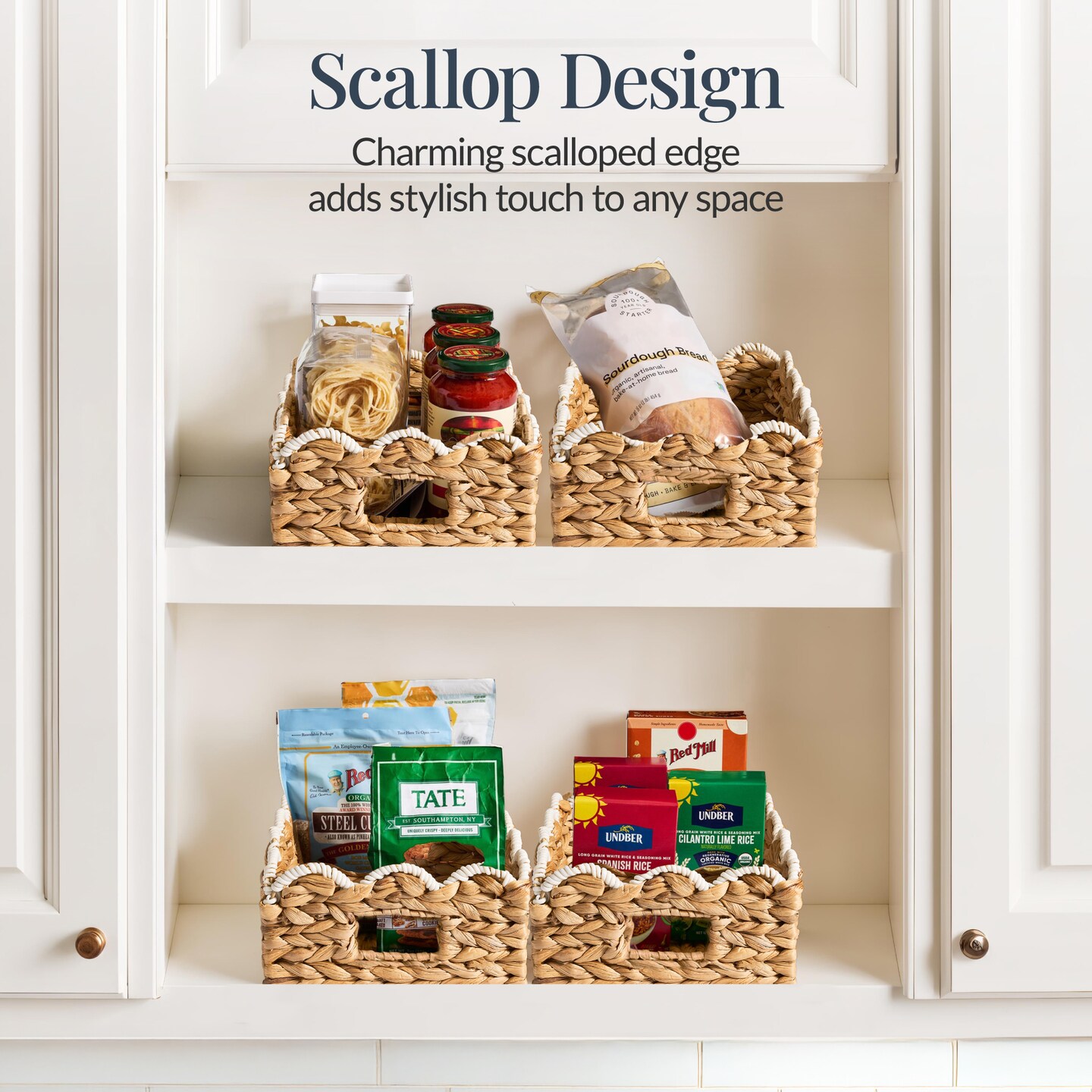 Best Choice Products 9x12 Scalloped Shelf Baskets, Woven Storage Bins, 4 Pack