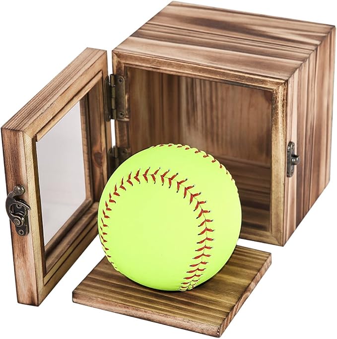 9" Baseball 12" Softball Display Case for Balls Homerun Shadow Box Frame Wall Mount Small Stand Holder Cubes Memorabilia Clear Sport Collectibles Single Gifts for Boys Carbonized 1