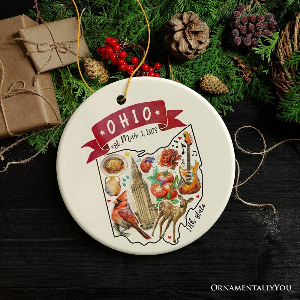 Artistic Ohio State Themes and Landmarks Christmas Ornament