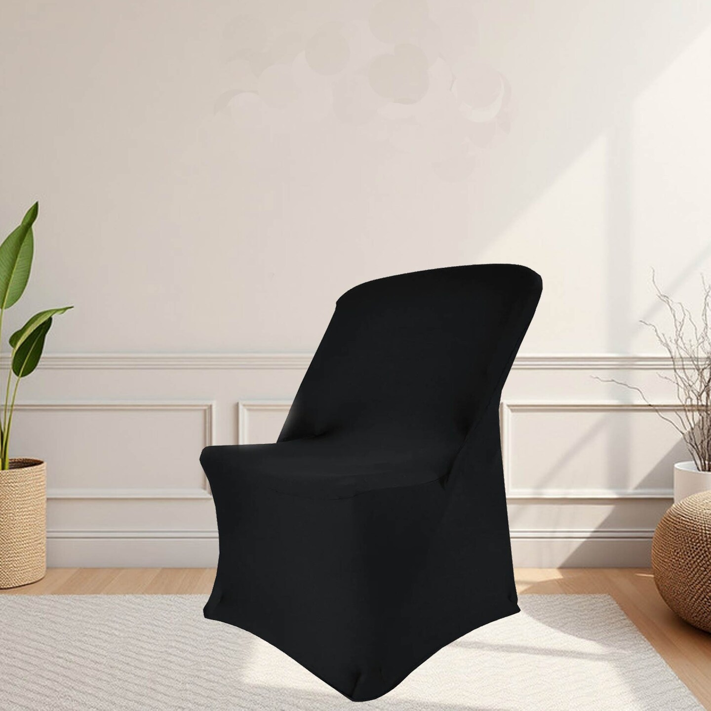 1 Piece Black Premium Spandex Folding Chair Cover Fits Lifetime Chairs, Machine Washable