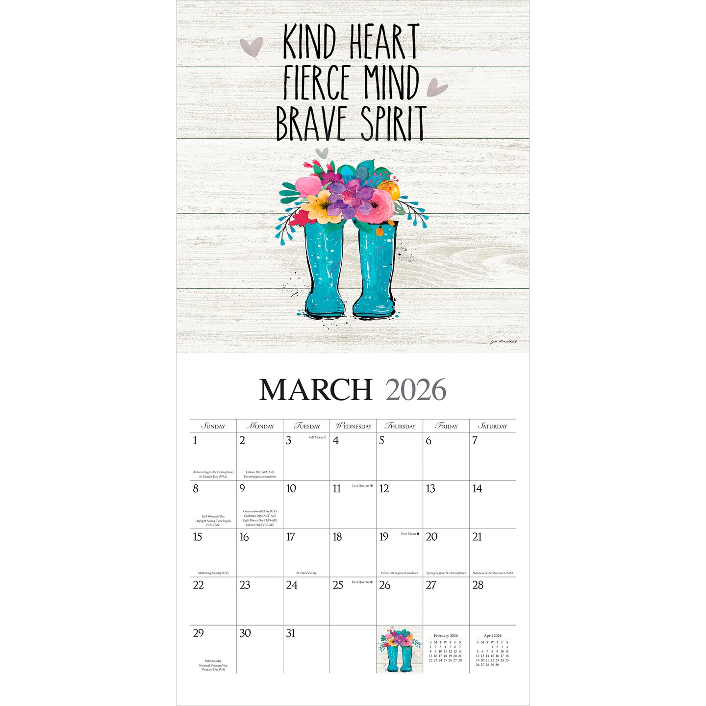 Love the Journey | 2026 12 x 24 Inch (Hanging) Monthly Square Wall Calendar | Featuring the Artwork of Jo Moulton | Plastic-Free