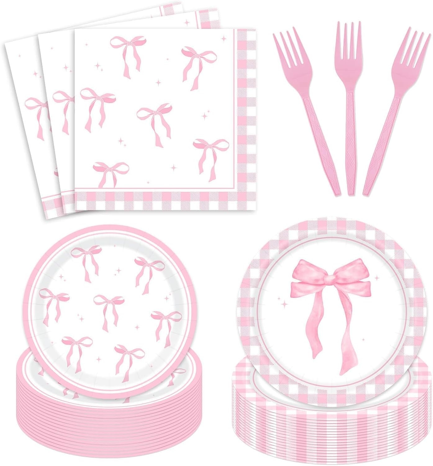 96Pcs Pink Bow Party Decorations Coquette