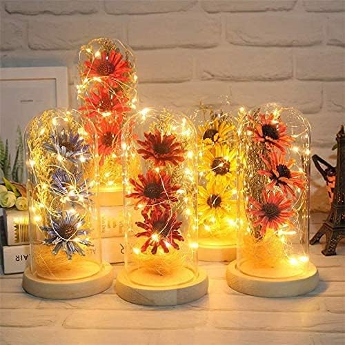 Artificial Sunflower Light for Women Unique Gifts for Xmas,Valentine Day,Wedding,Mothers Day,Anniversary Birthday Gifts for her,Sunflowers Artificial Flowers in Glass Dome (Yellow)