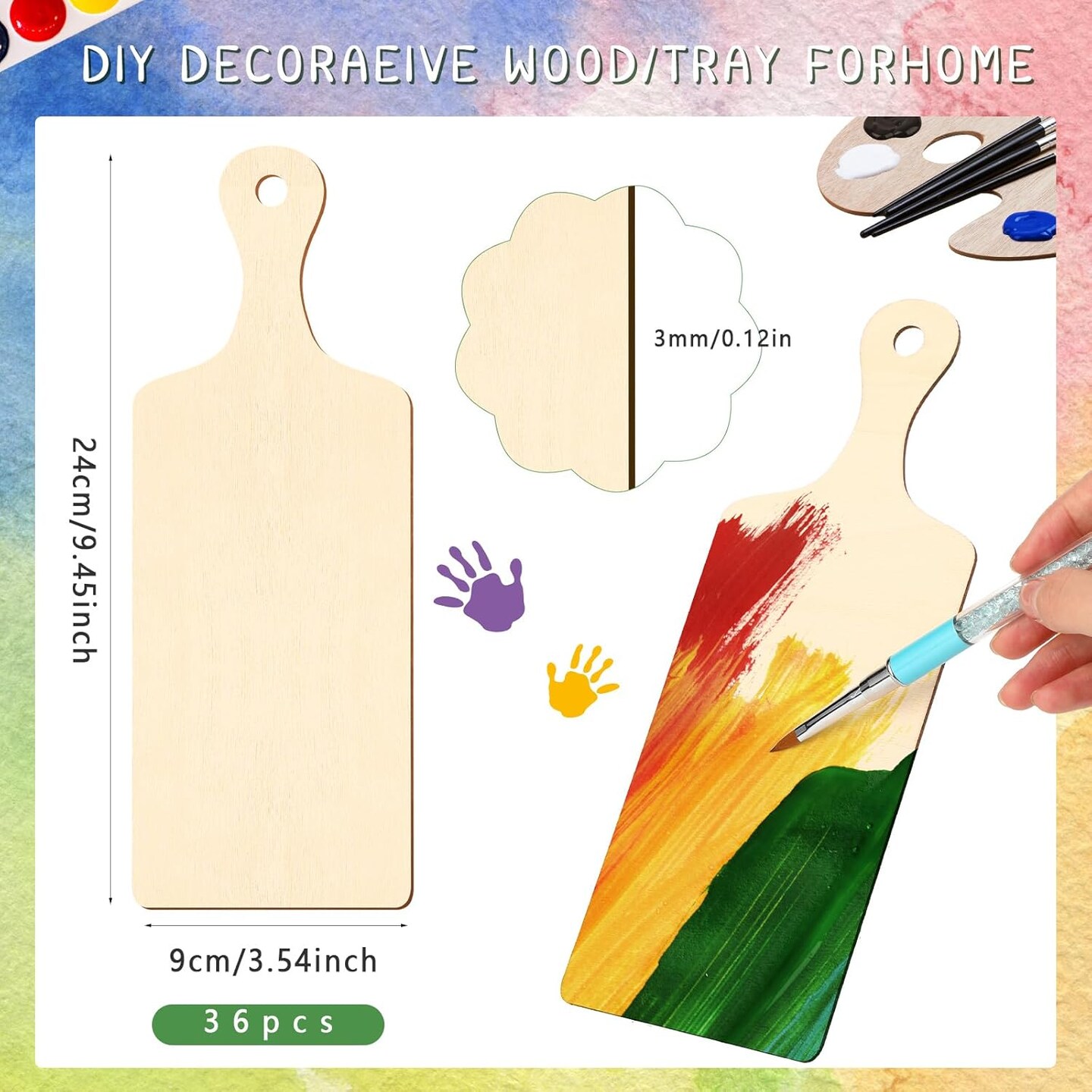 36 Pcs Wooden Mini Cutting Board with Handle